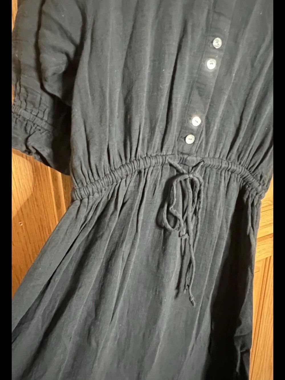 NEW Outerknown Midi Dress Women’s Small Black Peasant Cottagecore Eco Organic - Picture 4 of 10